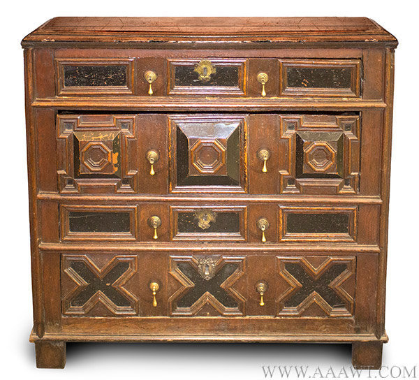 Chest of Drawers, Molded Front, Joined, English, Late 17th Century, entire view